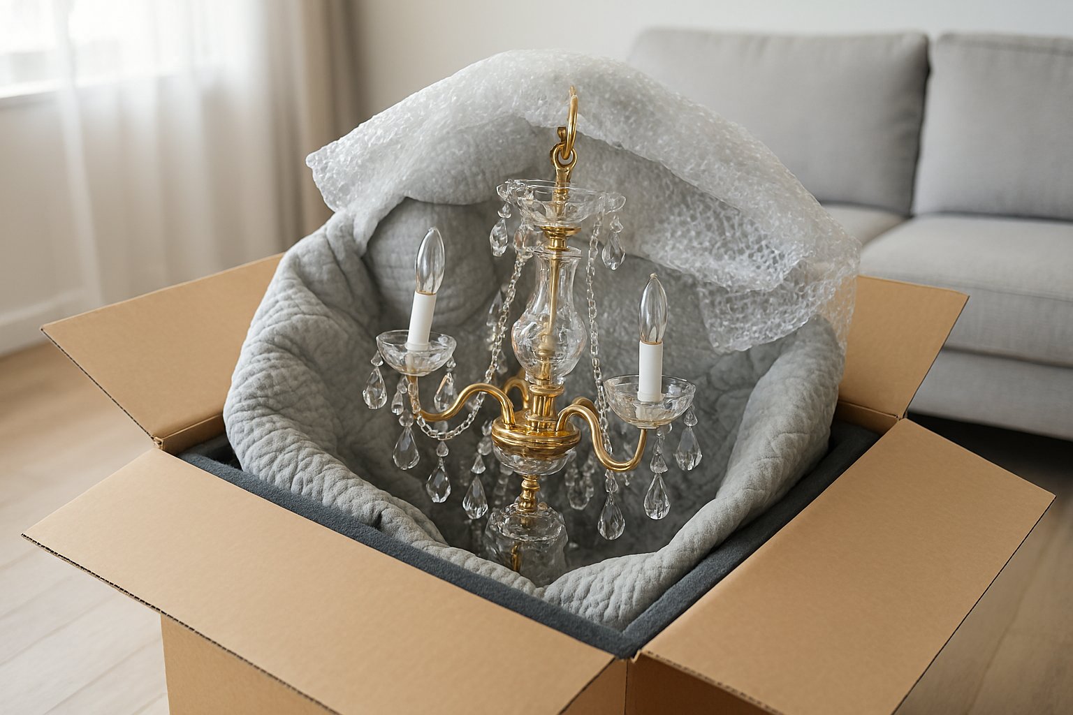 how to pack and move a chandelier